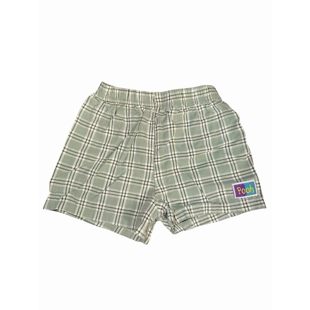Vtg Pooh Green Plaid Shorts Sz 9 Months Pooh Label Disney